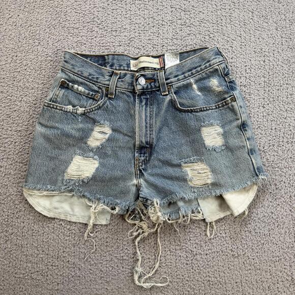 Levi's Pants - Vintage Levis 550 Distressed Denim Cutoff Jean Shorts Light Wash Grunge Y2K W29